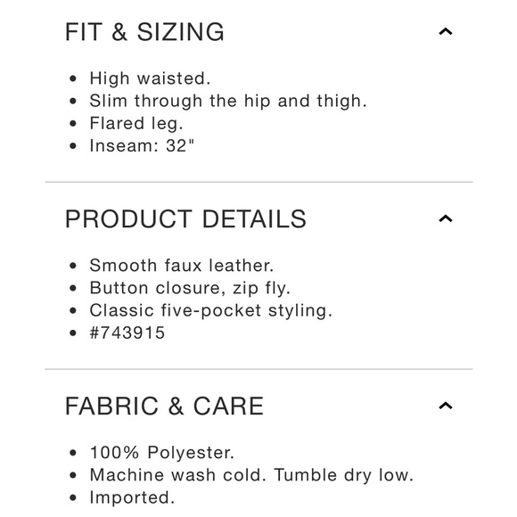 Gap 70’s High Rise Flare Vegan Leather Pants - Picture 3 of 4